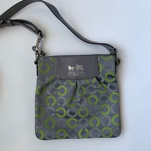 Coach MADISON Grey Lime Op Art Swingpack Crossbody